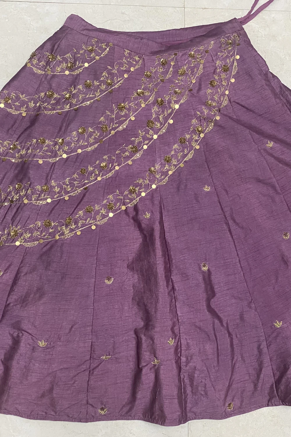Lavender silk zardose lehenga set