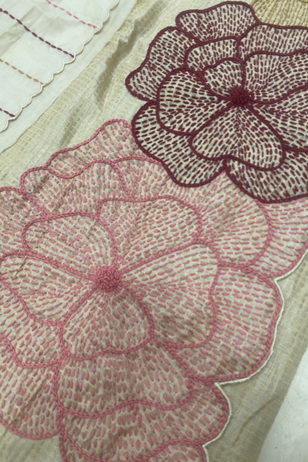 Pure Tussar Silk Thread Work Saree