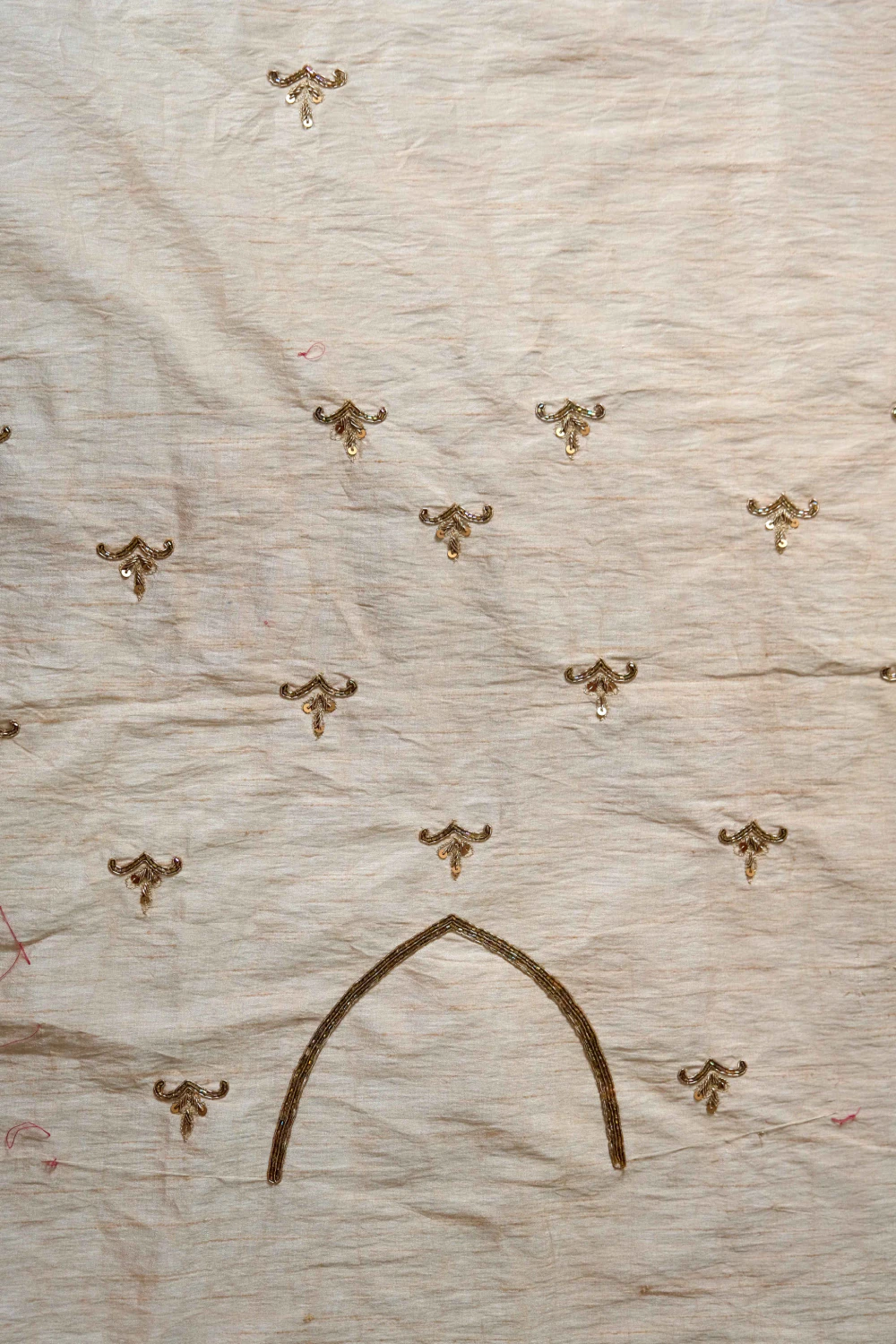 Gold stripe tissue handwork saree