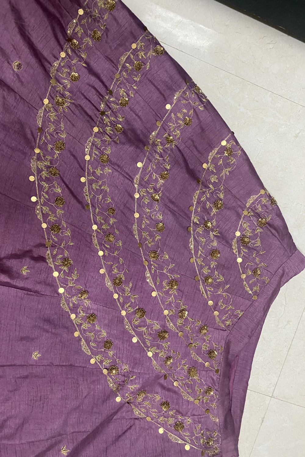 Lavender silk zardose lehenga set