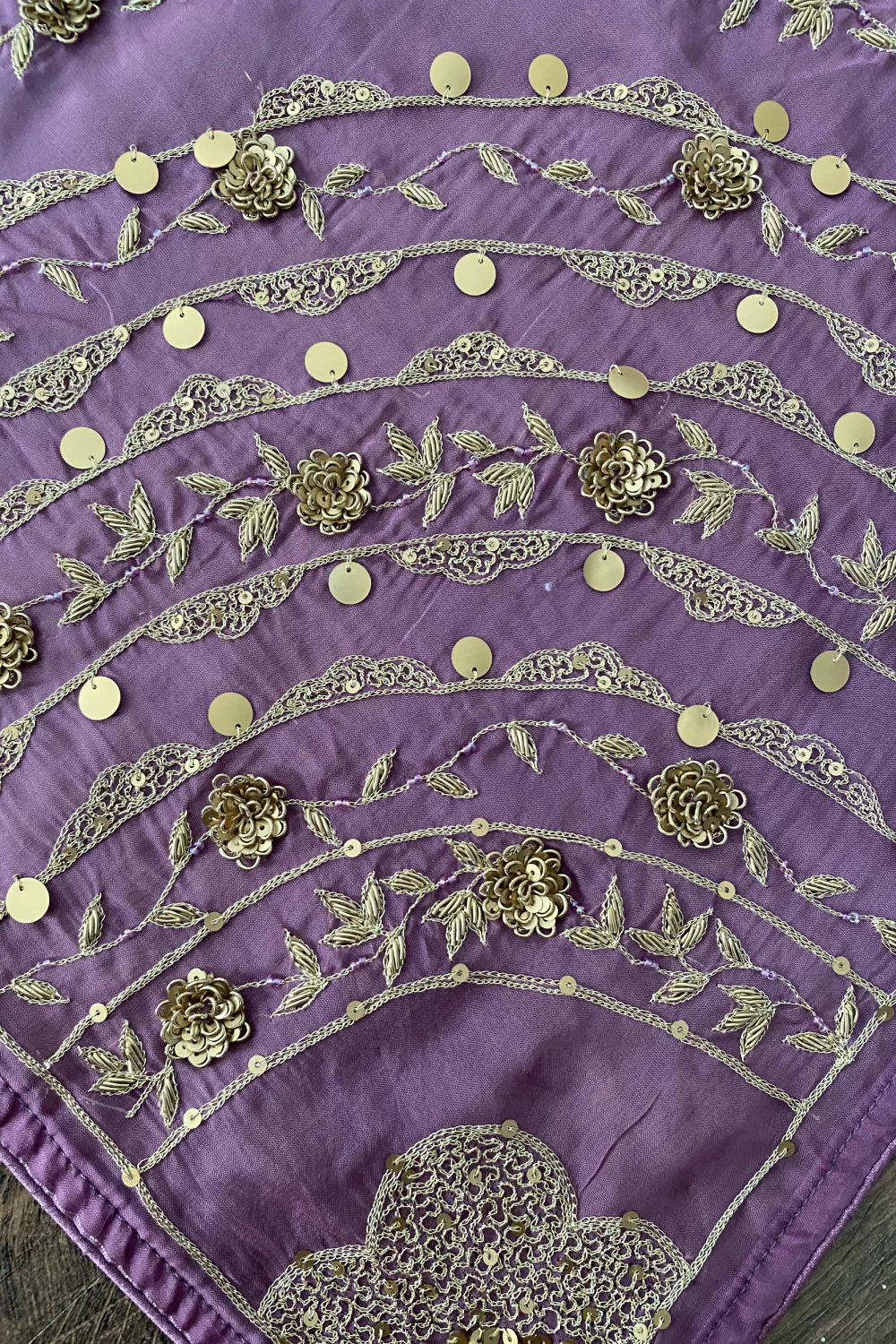 Lavender silk zardose lehenga set