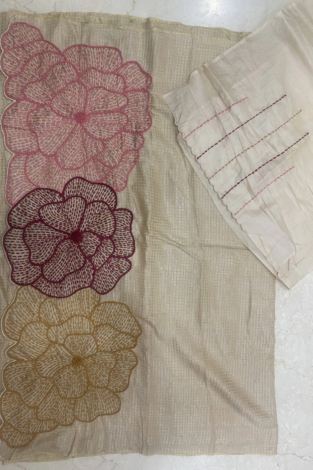 Pure Tussar Silk Thread Work Saree