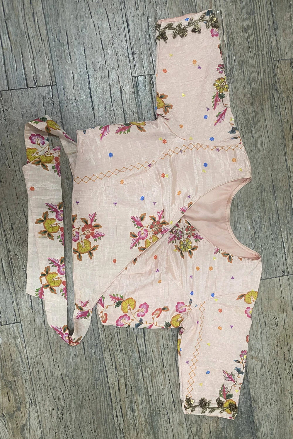 Peach Half n Half Silk Zardose Lehenga Set