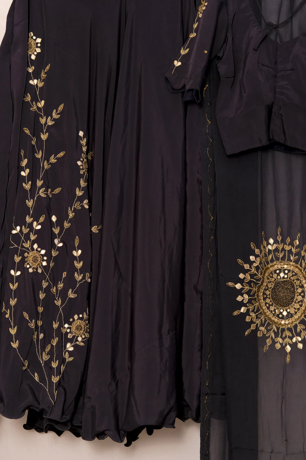 Navy Blue Silk Zardose Lehenga